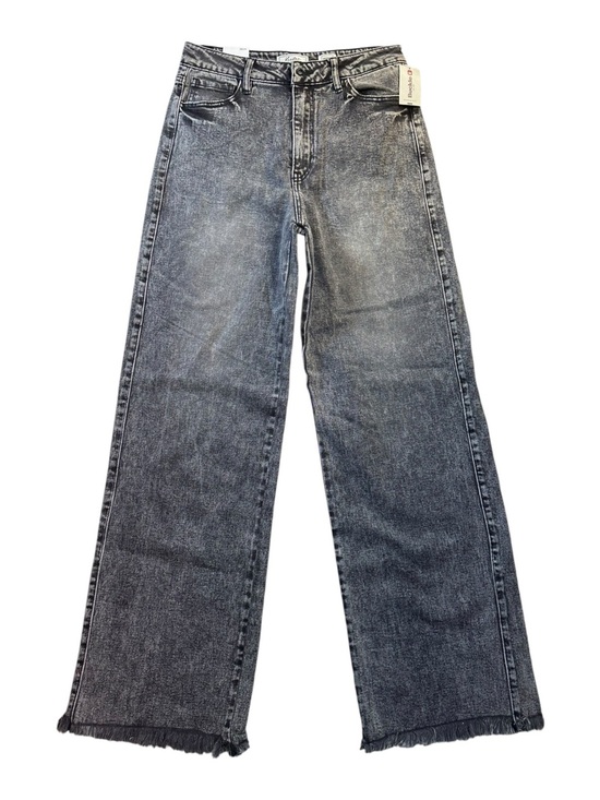 KanCan Denim - Kancan High Waisted Wide Leg Fringe Hem Jeans Size 28 NEW NWT